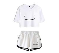 LKY STAR Dreamwastaken Merch Dream Smile Crop Top T-Shirt et Shorts Deux Pièces Ensembles Survêtement pour Filles Femme