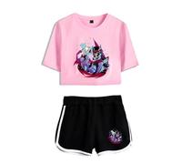 LKY STAR Femme Fille T-Shirts et Shorts Set Hazbin Hotel Merch Charlie Morningstar Vaggie Haut Court et Shorts Été Streetwear 2pcs