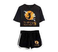 LKY STAR Haikyuu!! Femme Ensembles Shorts et Haut Animé Cosplay T-Shirt Karasuno High School Tops pour Fille XXS-XXL