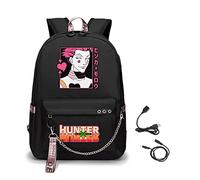 LKY STAR Hunter X Hunter Merch Garçon Fille Anime Hisoka Sacs à Dos avec port de Charge USB et Prise Casque Sacs à dos pour Ordinateur Portable