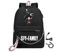LKY STAR Spy x Family Merch Garçon Fille Sacs à Dos avec port de Charge USB et Prise Casque Cartable pour Ordinateur Portable