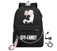 LKY STAR Spy x Family Merch Garçon Fille Sacs à Dos avec port de Charge USB et Prise Casque Cartable pour Ordinateur Portable