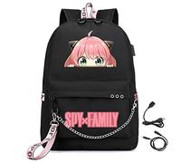 LKY STAR Spy x Family Merch Garçon Fille Sacs à Dos avec port de Charge USB et Prise Casque Cartable pour Ordinateur Portable