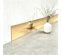 LKYJD Plinthe Adhésive en Acier Inoxydable 2,5 m | Bande Métallique Adhésive pour Bas de Mur, Bord de Meuble, Fente de Sol, Protection Antirouille(Glossy Gold,8cm)