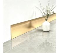 LKYJD Plinthe Adhésive en Acier Inoxydable 2,5 m | Bande Métallique Adhésive pour Bas de Mur, Bord de Meuble, Fente de Sol, Protection Antirouille(Brushed Gold,10cm)