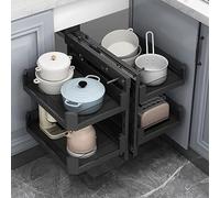 LKYLGYU Meuble d'angle Coulissant avec 4 paniers pivotants en Aluminium pour optimiser l'espace de Votre Cuisine. Solution d'étagère d'angle coulissante complète.