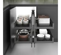 LKYLGYU Meuble d'angle Coulissant Moderne à 2 Niveaux pour Cuisine, Ouverture réglable à Droite et à Gauche, Solution de Rangement Gain de Place A 900