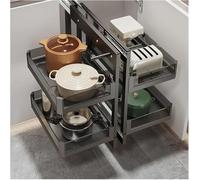 LKYLGYU Système de Rangement d'angle Coulissant avec 4 paniers métalliques, pour Meubles de Cuisine, Largeur 61-64 cm, Installation à Gauche ou à Droite.