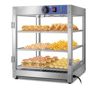 LKYLGYU Vitrine chauffante électrique pour Pizzas, Chauffe-Plats de comptoir 800 W avec éclairage LED, Porte vitrée en Acier Inoxydable, idéale pour Les buffets et pâtisseries de Restaurant.
