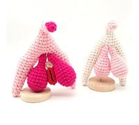 LKYLVEE 2 pièces Modèle d'érection clitoridienne Modèle tricoté d'érection du Clitoris et de l'utérus pour étude en Classe de Sciences,Rouge,11cm