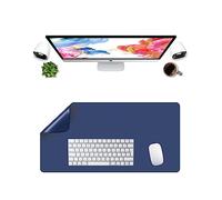 LL-COEUR Double Face Cuir Tapis de Souris Bureau Table Mat Hydrorésistant Ordinateur Pad (700 x 350 x 2 mm, Bleu foncé)
