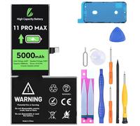 LL TRADER Batterie pour iPhone 11 Pro Max, 5000mAh avec Kits de Réparation | Batterie Haute Capacité Compatible Avec l'iPhone 11 Pro Max, A2161, A2220, A2218