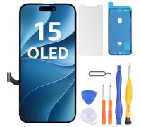 LL TRADER Écran pour iPhone 15, 6.1" OLED Remplacement et Kit de Réparation | Retina OLED Écran Tactile 3D Touch Digitizer Cadre Montage avec Ruban Adhésif Étanche, Protecteur (Programmable Truetone)