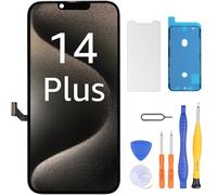 LL TRADER Écran tactile de rechange pour iPhone 14 Plus, numériseur LCD 6,7" FHD 3D, avec cadre de montage et kit de réparation, modèles A2632, A2885, A2886, A2887, A2888