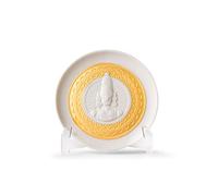 LLADRÓ Assiette en Porcelaine Lord Balaji Le Seigneur des Miracles. Assiette en Porcelaine Blanche Mate et Lustre doré décorée avec Une Gravure du Dieu Hindou