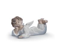 Lladrò Figurine Ange Allongé Multicolore En Porcelaine 6x14cm