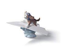 LLADRÓ Figurine Chien Avion de Papier