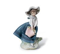 LLADRÓ Figurine de Fille Fillette avec Panier de Fleurs