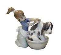 LLADRÓ Figurine de Fille La Toilette du Chien
