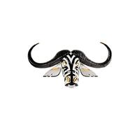 LLADRÓ Figurine en Porcelaine Masque de Buffle Décoré en Noir et Or. Sculpture Inspirée par Les Masques Africains, Un Design Unique et Décoratif.