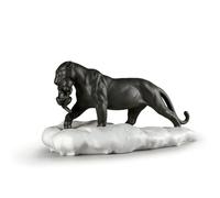 LLADRÓ Figurine Panthère Noire avec Son Petit