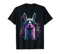 Llama Abstract Animal Lover Art Musique Casque Motif Lama T-Shirt