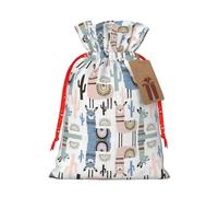 Llama Alpaga Cactus Chanvre Bundle Sac cadeau, sacs de Noël Sac d'emballage de vacances pour fête de Noël