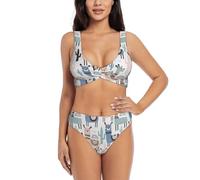 Llama Alpaga Cactus Ensemble bikini pour femme Maillot de bain Split Maillot de bain short et haut Sports nautiques Été, Noir , M