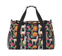 Llama Alpaga Cactus Flower Print Sac de transport pliable grande capacité pour les escapades en avion week-end