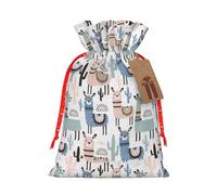 Llama Alpaga Cactus Printing 1 Pc Sac de Noël avec cordon de serrage pour tous les adultes pour offrir des cadeaux d'Halloween