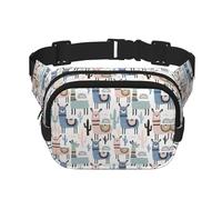 Llama Alpaga Cactus Sac banane avec sangle réglable Noir, noir, One Size