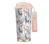 Llama Alpaga Cactus Tasse à café en acier avec couvercle anti-fuite, tasse portable pour garder au chaud/glace