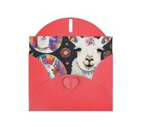 Llama Alpaga Prints Carte de vœux horizontale en papier nacré pour cartes d'anniversaire et toutes les occasions, rouge