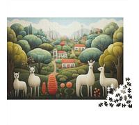 Llama Art Print, Nature Scene Plaque Métallique Rétro 52x38cm/1000pcs pour Le Pub Ou Le Café, Décoration pour Une Nouvelle Pièce De La Maison