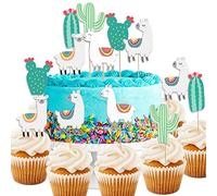 Llama Cactus Alpaga Lot de 48 décorations pour cupcakes Mexicain Taco Llama Fiesta Cinco De Mayo