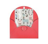 Llama Cactus Impression verticale Love Buckle Carte de vœux de vacances en papier nacré avec enveloppes pour amis, famille