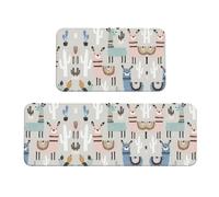 Llama Cactus Lot de 2 tapis de cuisine antidérapants pour évier, buanderie
