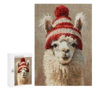 Llama in Red Hat Art Print Puzzle 1000 Pièces Educa Jouet en Bois Cadeau Unique Décoration Intérieure Jeu Éducatif Challenge Toy Adultes Et Enfants À Partir De 14 Ans 300 PCS