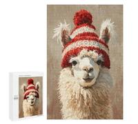Llama in Red Hat Art Print Puzzle 1000 Pièces Educa Jouet en Bois Cadeau Unique Décoration Intérieure Jeu Éducatif Challenge Toy Adultes Et Enfants À Partir De 14 Ans 1000 PCS
