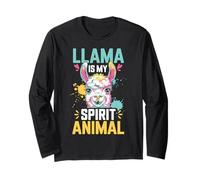 Llama is My Spirit Animal Colorful Artistic Painted Graphic Manche Longue