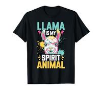 Llama is My Spirit Animal Colorful Artistic Painted Graphic T-Shirt