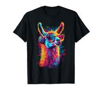 Llama Peinture Art Animal Lover Motif Musique Casque Llama T-Shirt