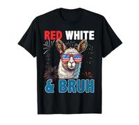 LLama Red White & Bruh America 4 juillet USA Patriotic T-Shirt