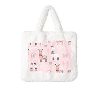 Llama Sac à main en peluche pour femme Grande pochette porte-monnaie Portefeuille et accessoire Velcro Cadeau parfait pour femme, blanc, Taille unique