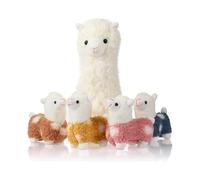 Llama Stuffed Animals with 4 Baby Llamas Cute Alpaca Plush Set Kawaii Llama Soft Pillow Dolls for Girls Birthday Wedding Anniversary Presents Home Sof