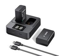 llano 20W Lot de 2 Batteries NP-FW50 avec Chargeur Rapide USB-C pour Sony A6400 A6000 ZV-E10 A7 II A7R II A6300 A6500 A7S A7 A7S II A5100 - Capacité Réelle 1080mAh