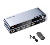 llano Commutateur HDMI 2.1 4K @ 120 Hz 8K avec extracteur audio (optique et sortie 3,5 mm, SPDIF 7,1 Ch, haute vitesse 48 Gbit/s), convertisseur audio 4 en 1 compatible avec PS4/PS5, Xbox Roku