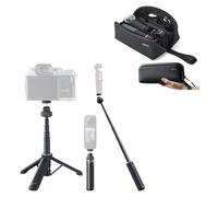 llano Étui de Transport + Trépied d'action 16" / 40 cm pour DJI Osmo Pocket 3, Sacoche de Voyage Pliable & Perche Selfie Extensible, Housse protectrice légère avec tête à 360°, Noir