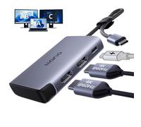 llano HDMI Répartiteur pour Affichage étendu sur Deux écrans Adaptateur USB-C vers Double HDMI MST, 4K@60Hz, 2K@144/120 Hz, PD 100W, HDR10+, Compatible macOS Windowset Ordinateurs Portables