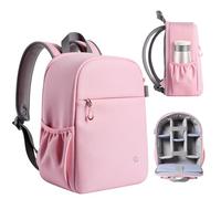 llano Sac à dos pour appareil photo reflex numérique/SLR/hybride,Sac photo compact imperméable avec compartiment pour ordinateur portable et fixation pour trépied, voyage et outdoor, 10L, rose